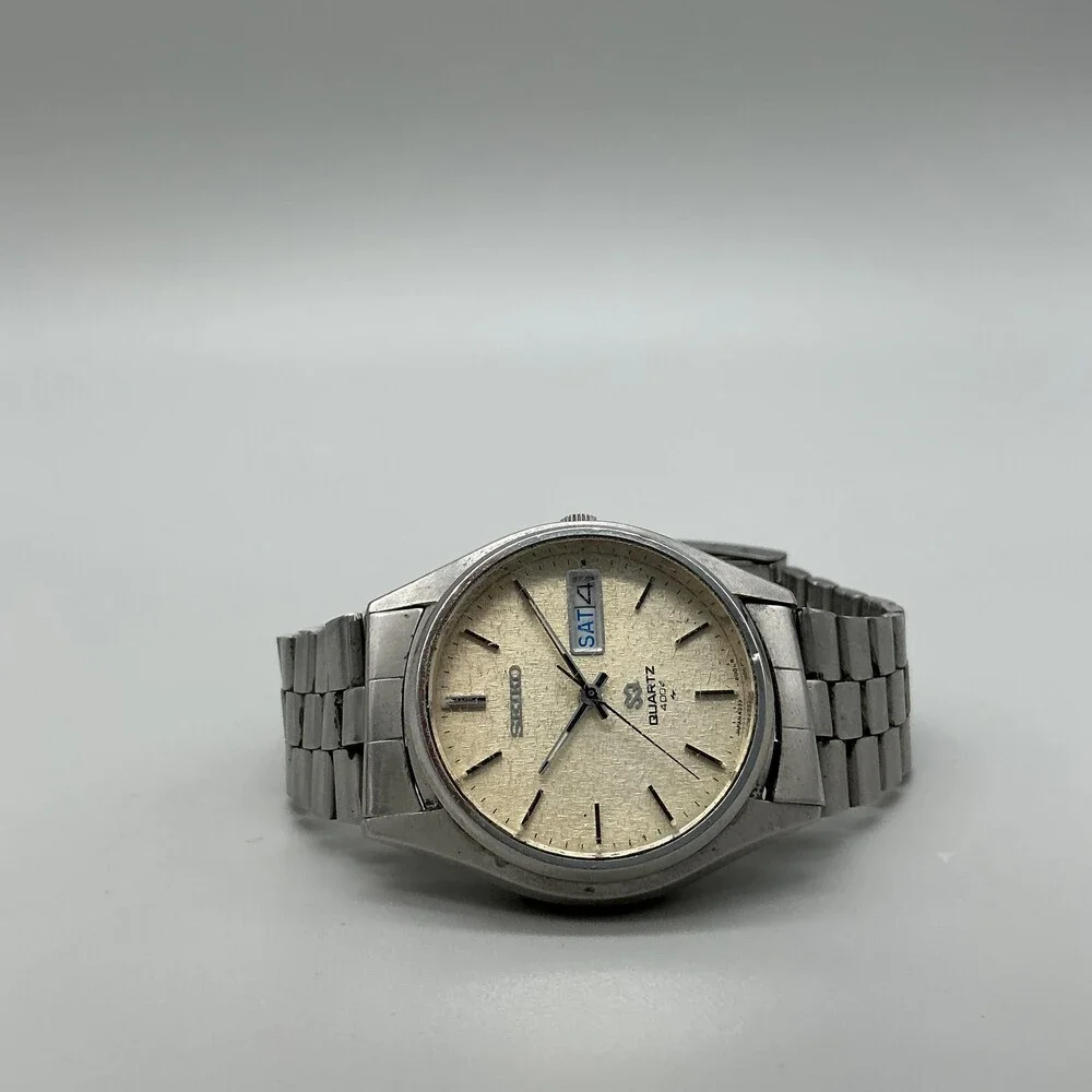 Vintage Seiko SQ Mens Watch 36mm Stainless Day Date 4633-8079 New Battery 7